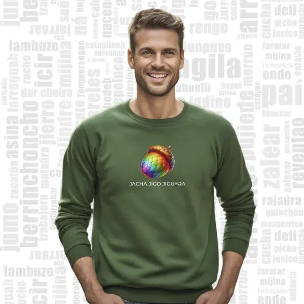 sudadera extremadura hombre negra sin capucha bellota multicolor