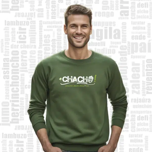 sudadera extremadura hombre negra sin capucha chacho 02 letras verdes