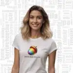 camiseta extremadura mujer basica blanca bellota multicolor